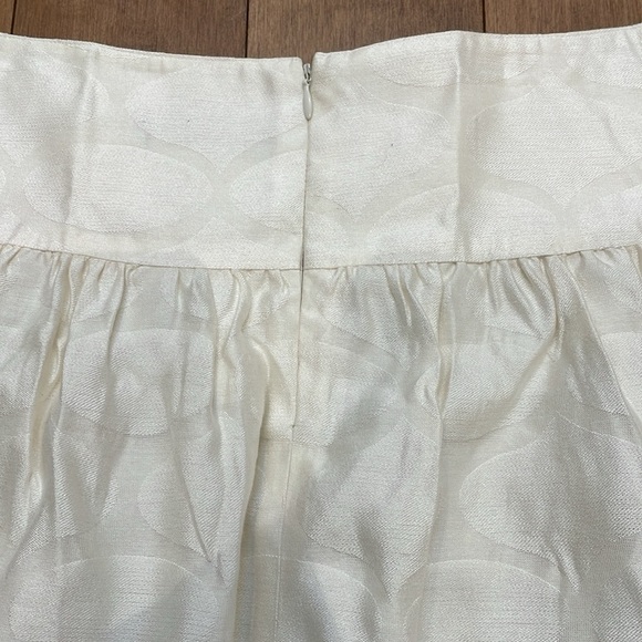 Club Monaco silk cream beige off white mini skirt textured pattern pockets sz 6 - Picture 11 of 14